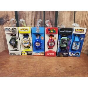 6 Kids LCD Digital Watches Mario Sonic Paw Patrol Minions Star Wars Lightyear